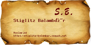 Stiglitz Balambér névjegykártya